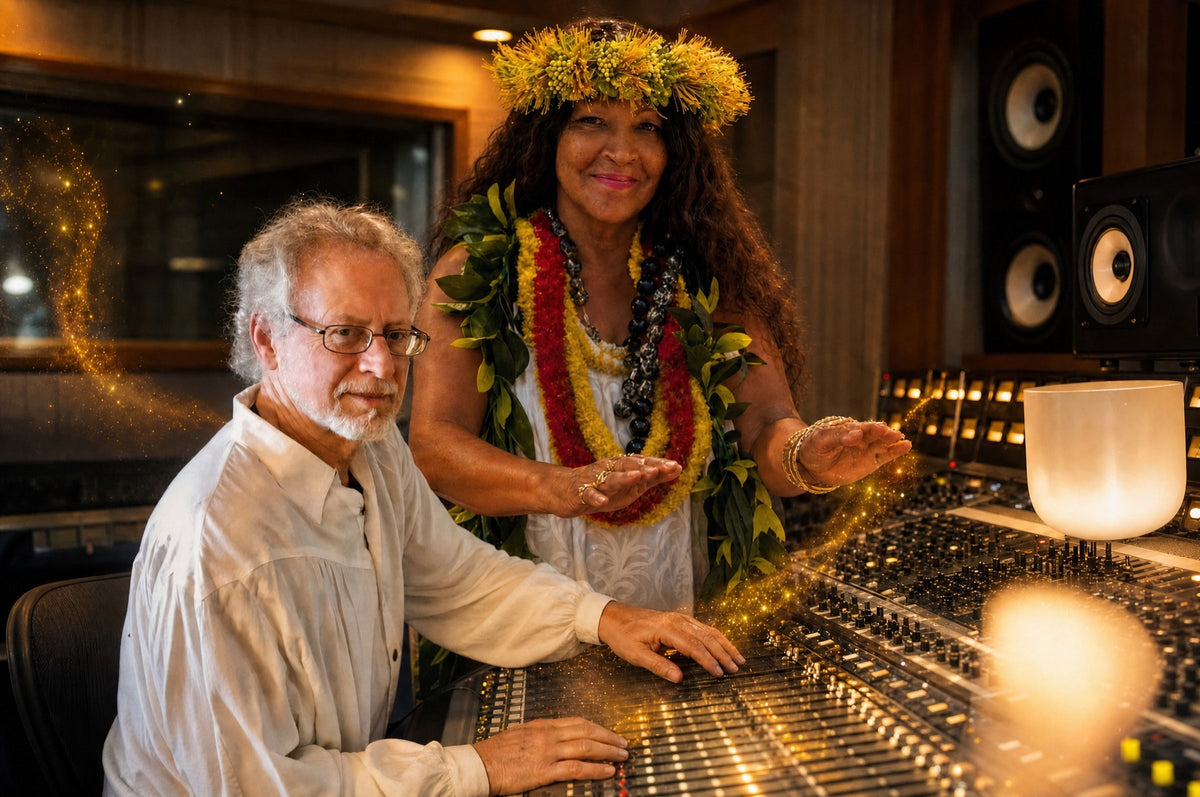Kahu Kāhealani and Steven Halpern in the studio