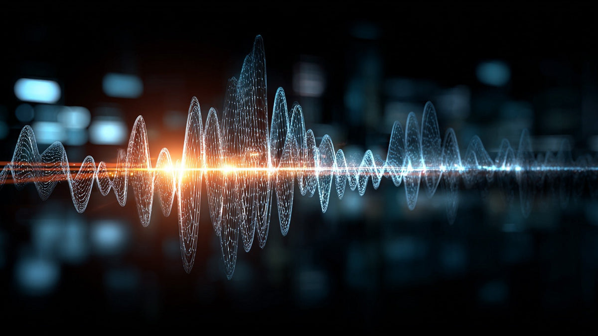 A dense, brightly detailed waveform — the full frequency field of the downloaded master